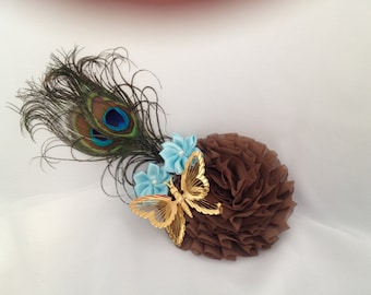 Autumn Meadow Flower & Feather Hair Accessory