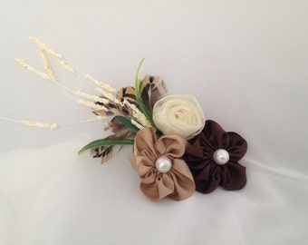 Cocoa & Cream Flower Hair Accessory