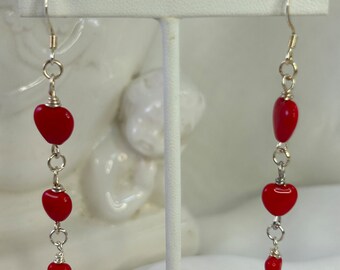 All My Love Red Heart Dangle Earrings Frame the Face Beautifully