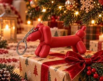 Balloon Dachshund Keychain – Cute Dog Bag Charm, Yellow Puppy Key Ring, Fun Gift for Dog Lovers