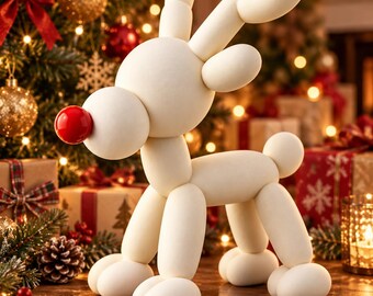 Balloon Christmas Reindeer Sculpture – Cute Rudolph Holiday Decor, Modern Christmas Decoration