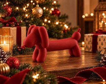Balloon Dachshund Sculpture – Cute Sausage Dog Home Decor, Modern Desk & Shelf Art, Dachshund Lover Gift