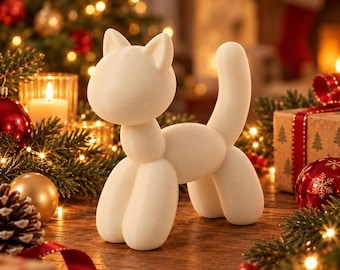 Balloon Cat Sculpture – Cute Cat Home Decor, Playful Modern Animal Figurine