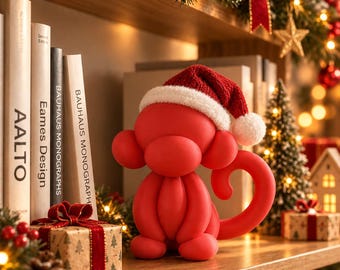Balloon Monkey Sculpture – Playful Modern Monkey Decor, Cute Animal Art, Unique Gift, Monkey Figurine, Minimalist Primate Decor,