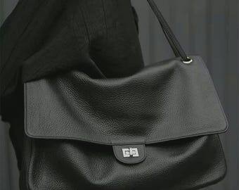 Bolsos de hombro de cuero genuino, bolso tote de cuero de vaca suave, bolsos de mano de cuero holgados