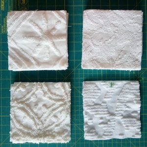 Assortment of White Vintage Chenille Six-inch Quilt Squares Kit...27 pieces