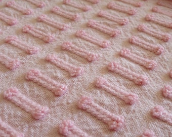 Vintage Chenille Bedspread Fabric Pink Morgan Jones Buttonhole...12 x 18"