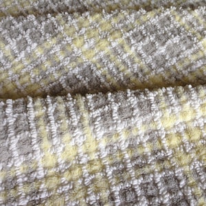 Rare Cabin Crafts Gray, Yellow Plush Chenille Vintage Bedspread Fabric...13 x 18&quot;