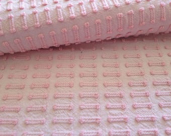 Vintage Chenille Bedspread Fabric Pink Morgan Jones Buttonhole...12 x 18"