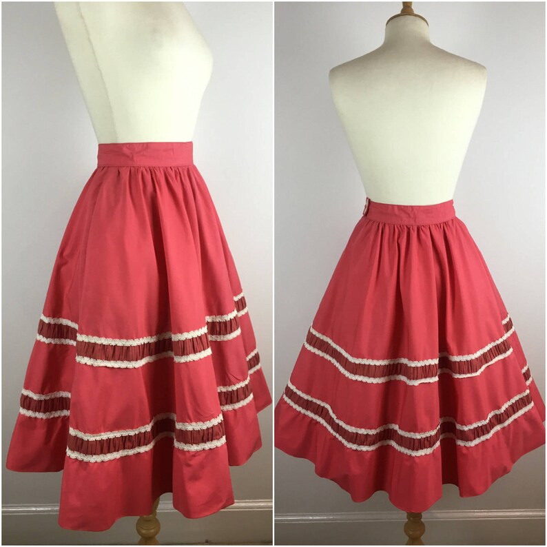 Vintage 1950s Skirt Red Cotton 50s Circle Skirt Swing - Etsy