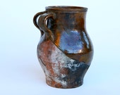 Beautifully half glazed Italian terracotta double handled jug