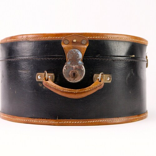 Leather Hat Box Vintage Hat Box Luxury Hat Box Round Leather Etsy