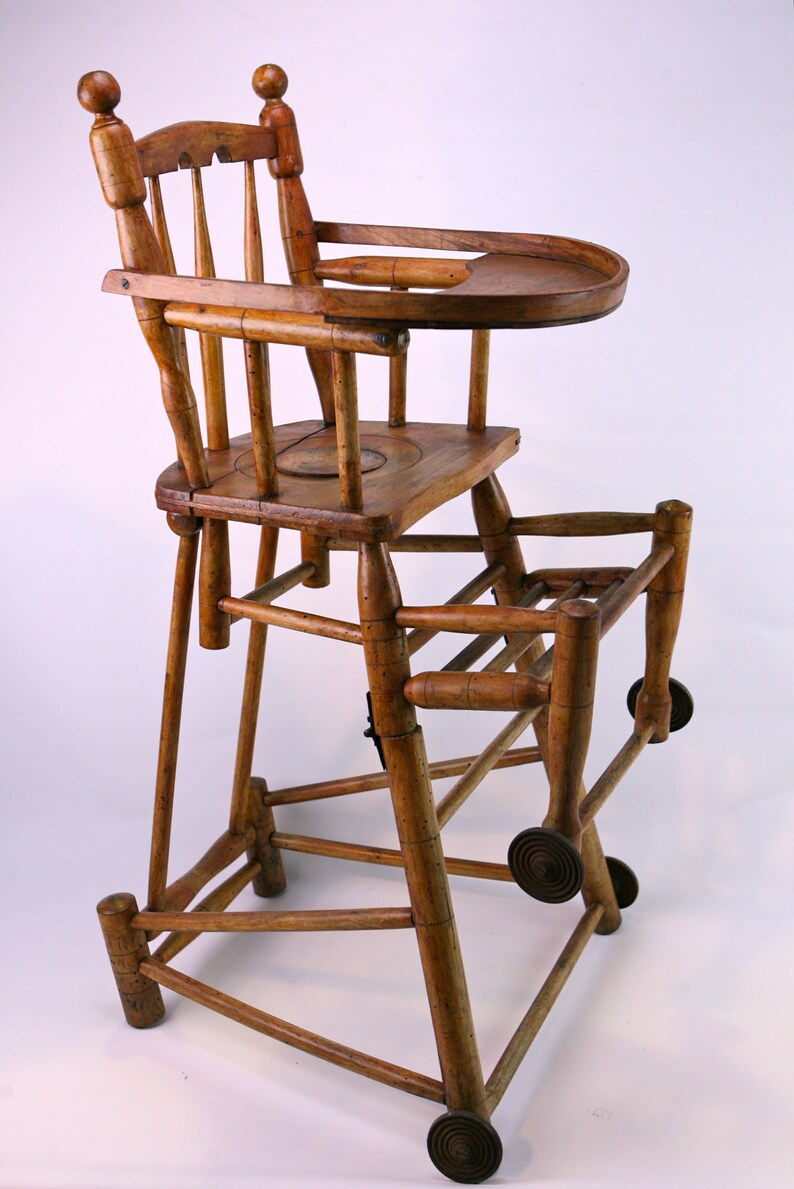 Vintage Italian Children S Wooden High Chair Image 0