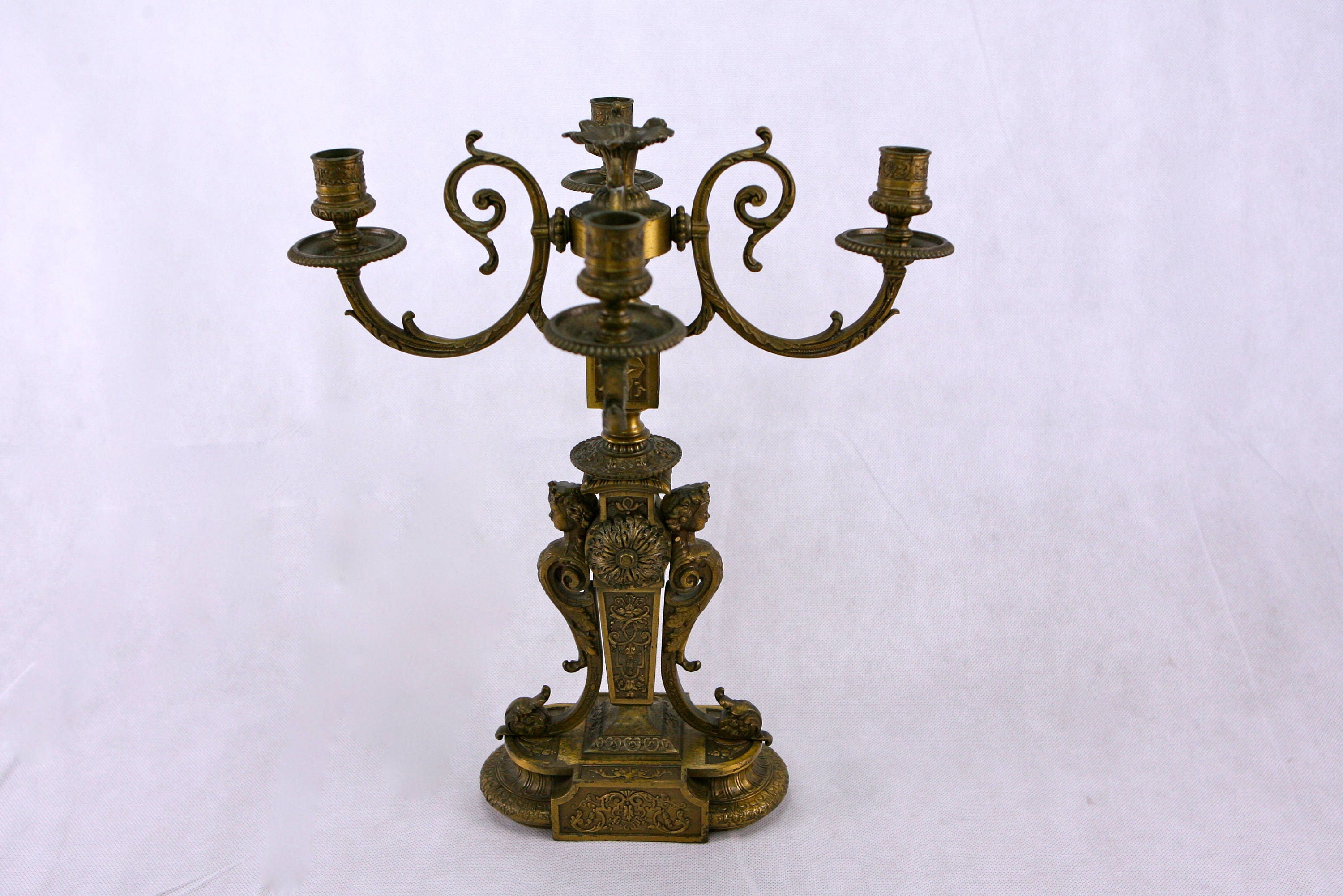 Antique Italian brass candelabra pair Etsy