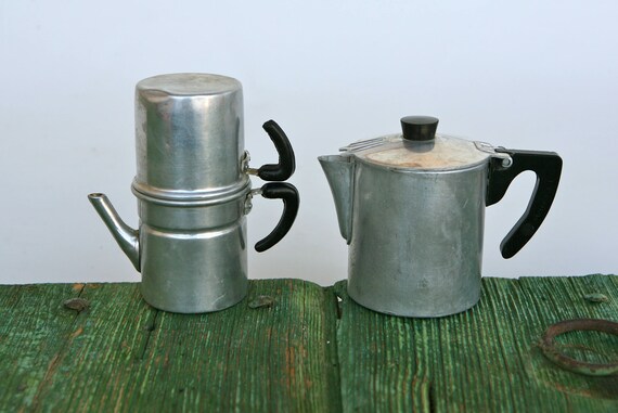 Cafetera y jarra de aluminio vintage con asas de baquelita | Etsy México