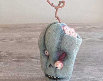 Needle Felted Zombie pumpkin gourd squash
