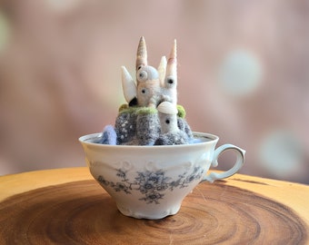 Felted castle in a Teacup