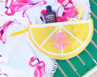 Monogram Waterproof Lemon Zipper Pouch