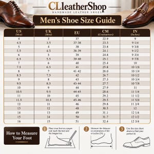Men's Shoe Size Chart, US UK EU Conversion Guide (Printable Template)