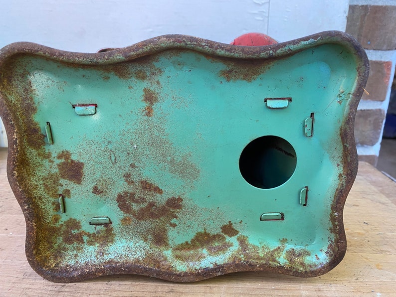 Antique American Family Kitchen Scale, Aqua And Red, Made In Chicago, Farmhouse Decor, Christmas Vignette, Shabby, READ ALL image 9