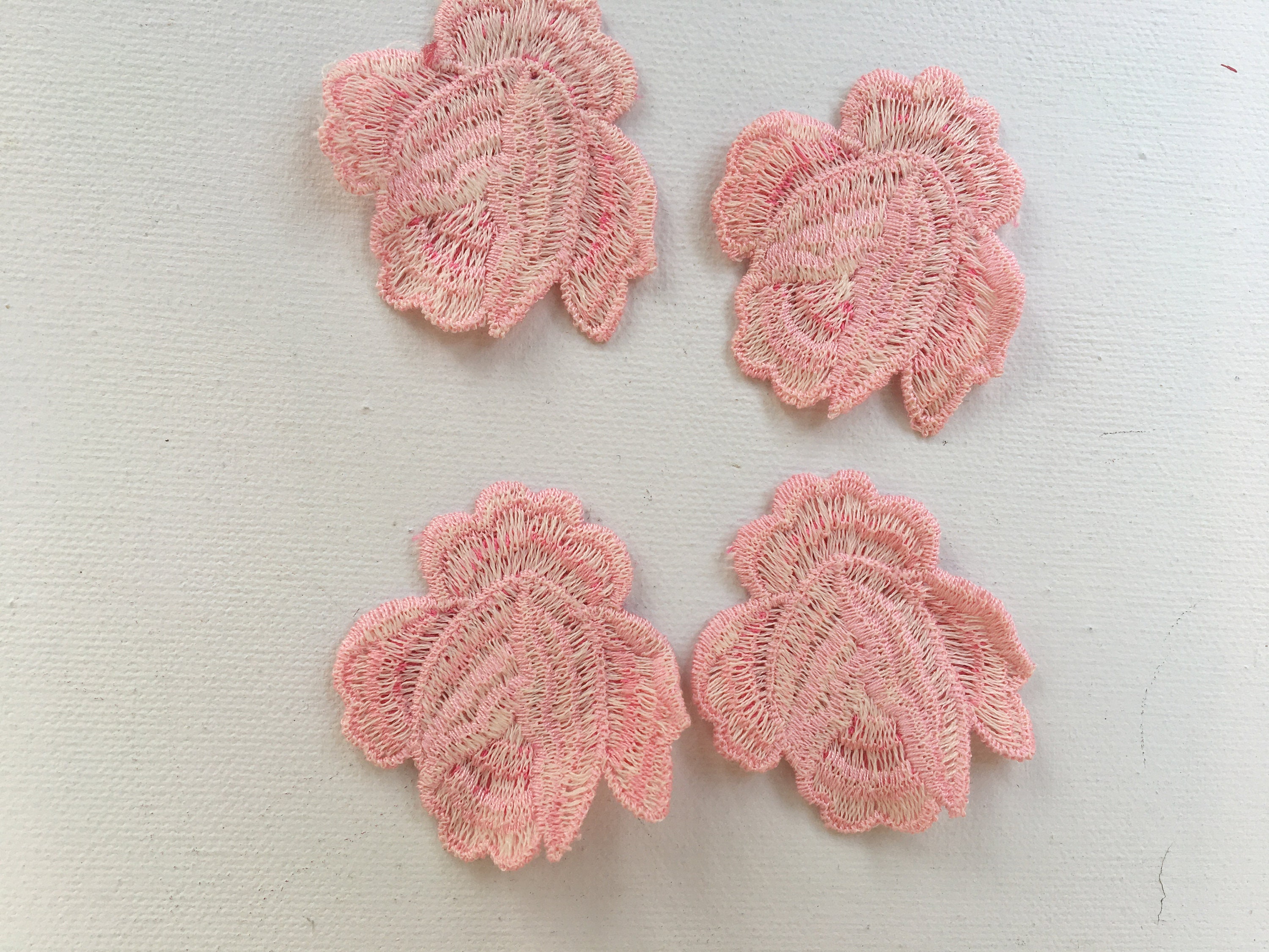 Vintage Pink Rose Applique Set Of 7 Pink Flower Appliques Etsy