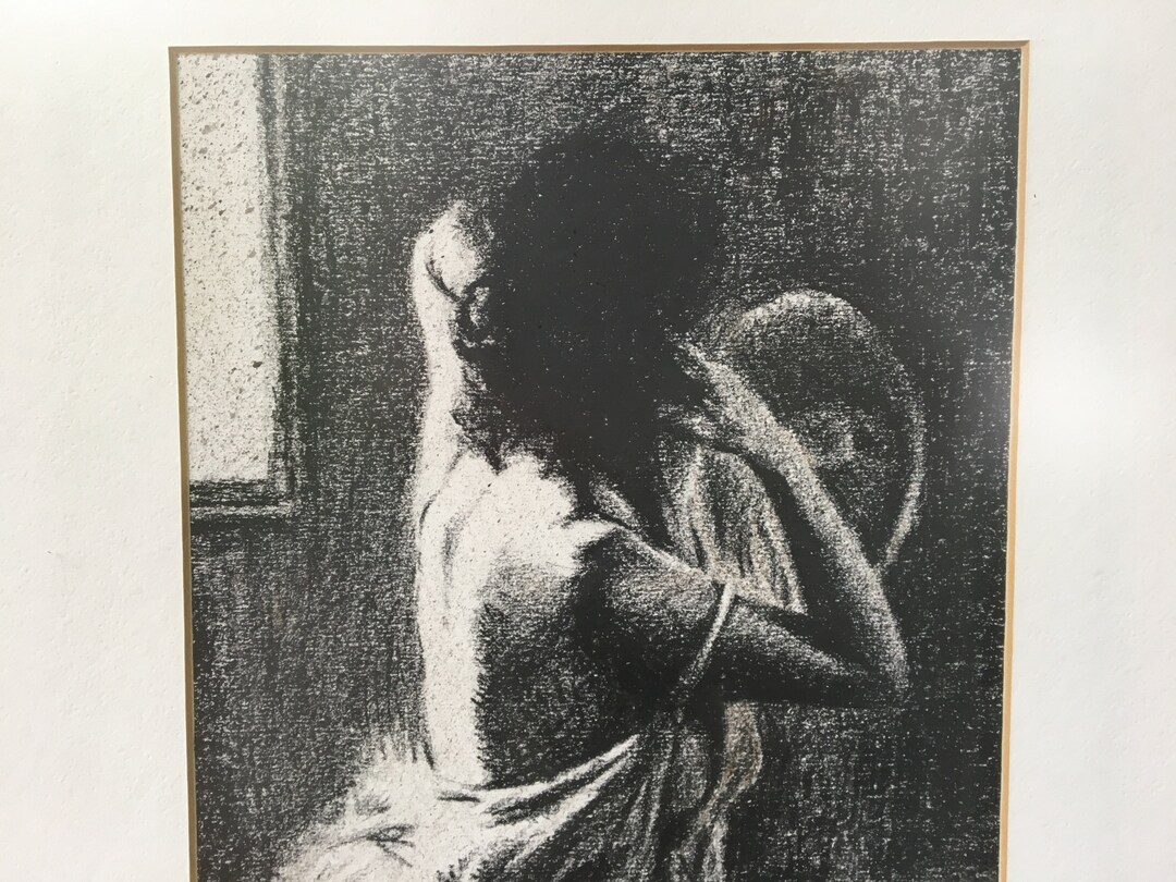 80's Nude Woman Drawing Print Woman Sketch Hair Up Sexy - Etsy