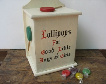 Vintage Lollipop Box For Good Boys And Girls, Doctor's Office Reward, Retro Candy Suckers Box Decor