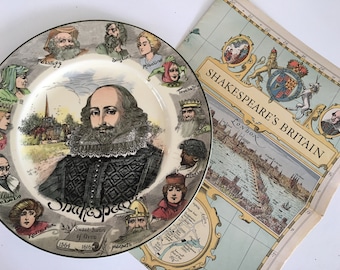 Royal Doulton Shakespeare Plate D6303, Bonus Shakespeare Map, The Baird, Sweet Swan Of Avon, English Literature, Macbeth, Hamlet