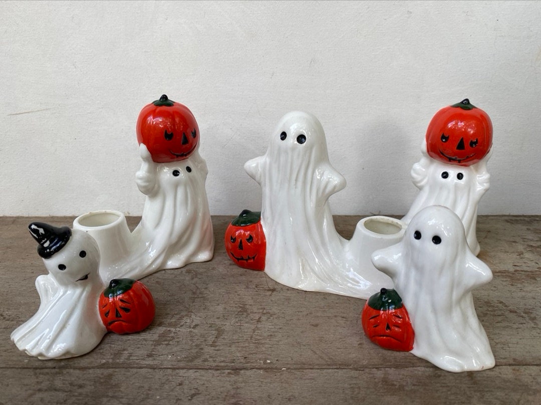 Vintage Ghost Candle Holders Halloween JOL Ghost Figurines Etsy