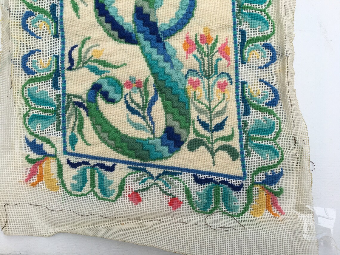 70's Monogram Inital S Needlepoint Initial S Names That Etsy