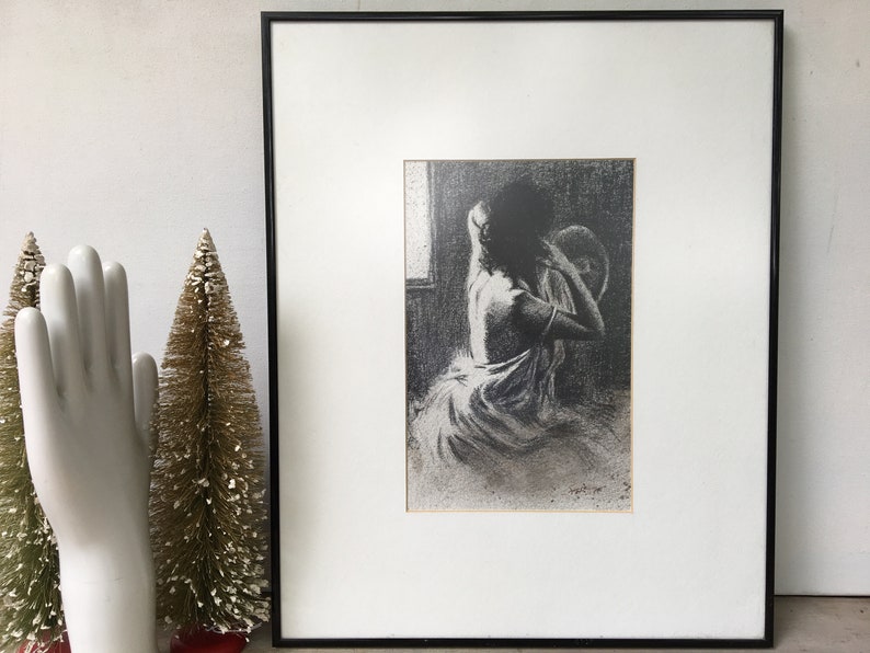 80's Nude Woman Drawing Print Woman Sketch Hair Up Sexy - Etsy