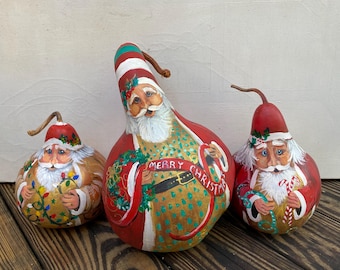 VTG Painted Santa Gourds YOUR CHOICE, Hand Painted, Signed By Artist Diana Thurmon