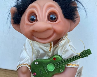 Vintage Elvis, Thomas Dam Troll Doll, Norfin 1977, With Vintage Not Original Guitar, Elivs Presley Troll, Rock N' Troll 60524, Denmark