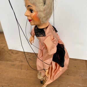 Vintage Saloon Woman Marionette, Older Woman Puppet, Brothel Lady In Pink Taffeta Dress, Western Saloon Show, Possible By Hazelle's zdjęcie 5