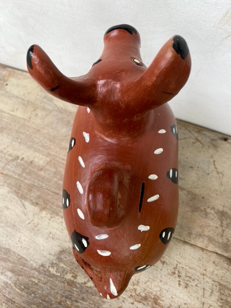 Vintage 80's Guatemalan Dog Bank, Pottery Dog, Central American Ceramics, Street Vendor Art, Unsigned, Animal Figure, Primitive Ethnic image 6