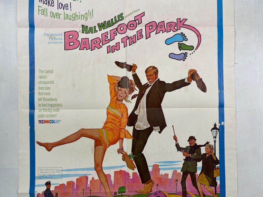 1967 Barefoot In The Park Movie Theatre Poster MCM Robert Redford 