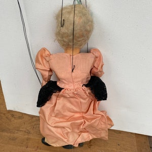 Vintage Saloon Woman Marionette, Older Woman Puppet, Brothel Lady In Pink Taffeta Dress, Western Saloon Show, Possible By Hazelle's zdjęcie 4