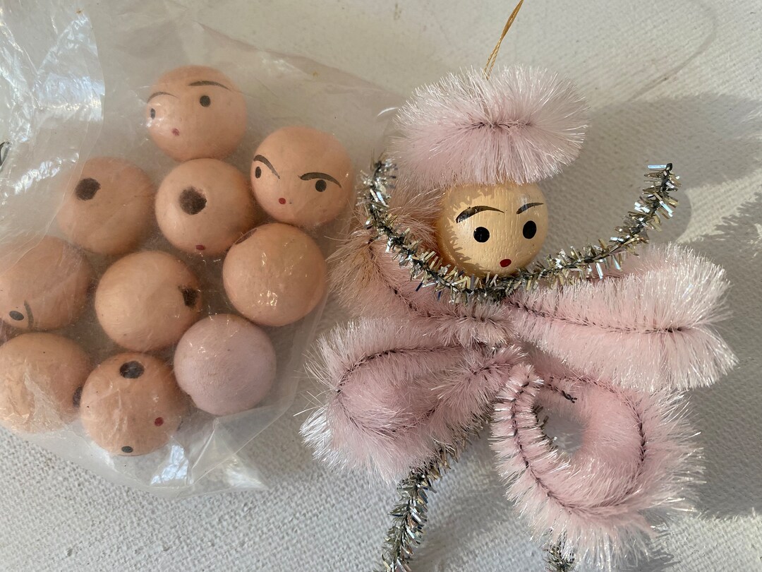 Vintage Craft Doll Head Wood Bead Head Sample Doll Wood Etsy