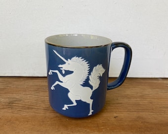 Midnight Blue And White VTG Unicorn Mug, No Manufacturer, Unicorn Lovers
