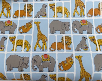 Vintage Animal Wallpaper Roll, Zoo Wallpaper, Juvenile Wall Decor, Circus Animals, 1 Roll Of Unused Wall Paper, Zoo Animals, Child's Bedroom