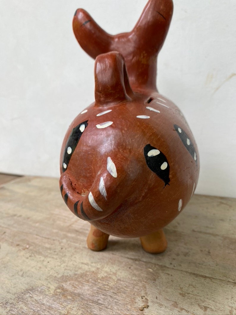 Vintage 80's Guatemalan Dog Bank, Pottery Dog, Central American Ceramics, Street Vendor Art, Unsigned, Animal Figure, Primitive Ethnic image 5