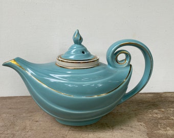 Mid Century Hall Aqua 6 Cup Aladdin Tea Pot, Beautiful Color, MCM Tea Pot With Infuser, Read Entire Description Please