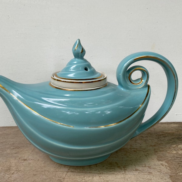 Mid Century Hall Aqua 6 Cup Aladdin Tea Pot, Beautiful Color, MCM Tea Pot With Infuser, Read Entire Description Please