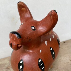 Vintage 80's Guatemalan Dog Bank, Pottery Dog, Central American Ceramics, Street Vendor Art, Unsigned, Animal Figure, Primitive Ethnic image 8