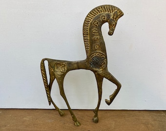 Vintage Etruscan Brass Tone Horse, Frederick Weinberg Style, Greek Horse Statue