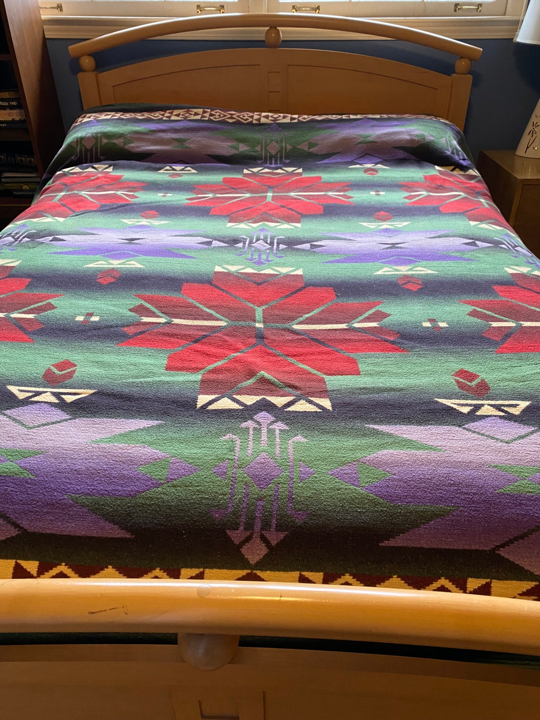 Vintage Beacon Blanket, Indian Trade Camp Blanket, Purple Green Red