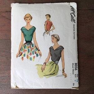 McCall's 8056 Sleeveless 50's Top, Blouse Shirt Sewing Pattern, Size 12, Summer Top