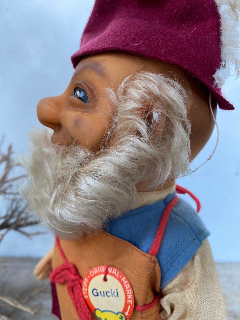 Vintage Steiff 11.5 Tall Gucki, Gnome, Dwarf Doll, Made In Germany, German Made, Old Man With Beard image 6