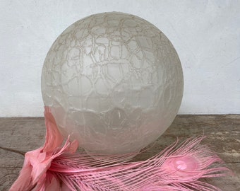 Mid Century Modern Frosted Crackle Globe Fixture, Orb, Ball, Hanging Pendant Light Globe Replacement, 8" MCM Hanging Light