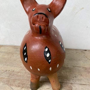 Vintage 80's Guatemalan Dog Bank, Pottery Dog, Central American Ceramics, Street Vendor Art, Unsigned, Animal Figure, Primitive Ethnic image 3